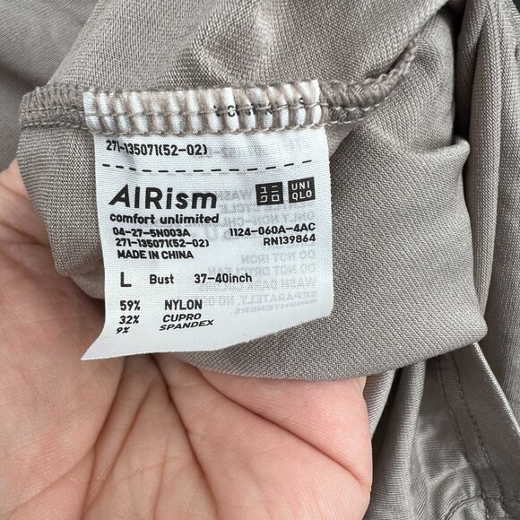 Airism Uniqlo mushroom beige gray tank top cami camisole layering nylon blend L - Picture 5 of 7